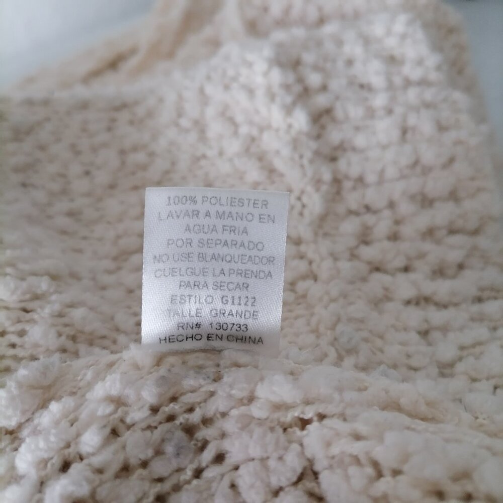 Umgee Womens Ivory Open Front Drop Shoulder Popcorn Cardigan Sweater Size L - Picture 8 of 8
